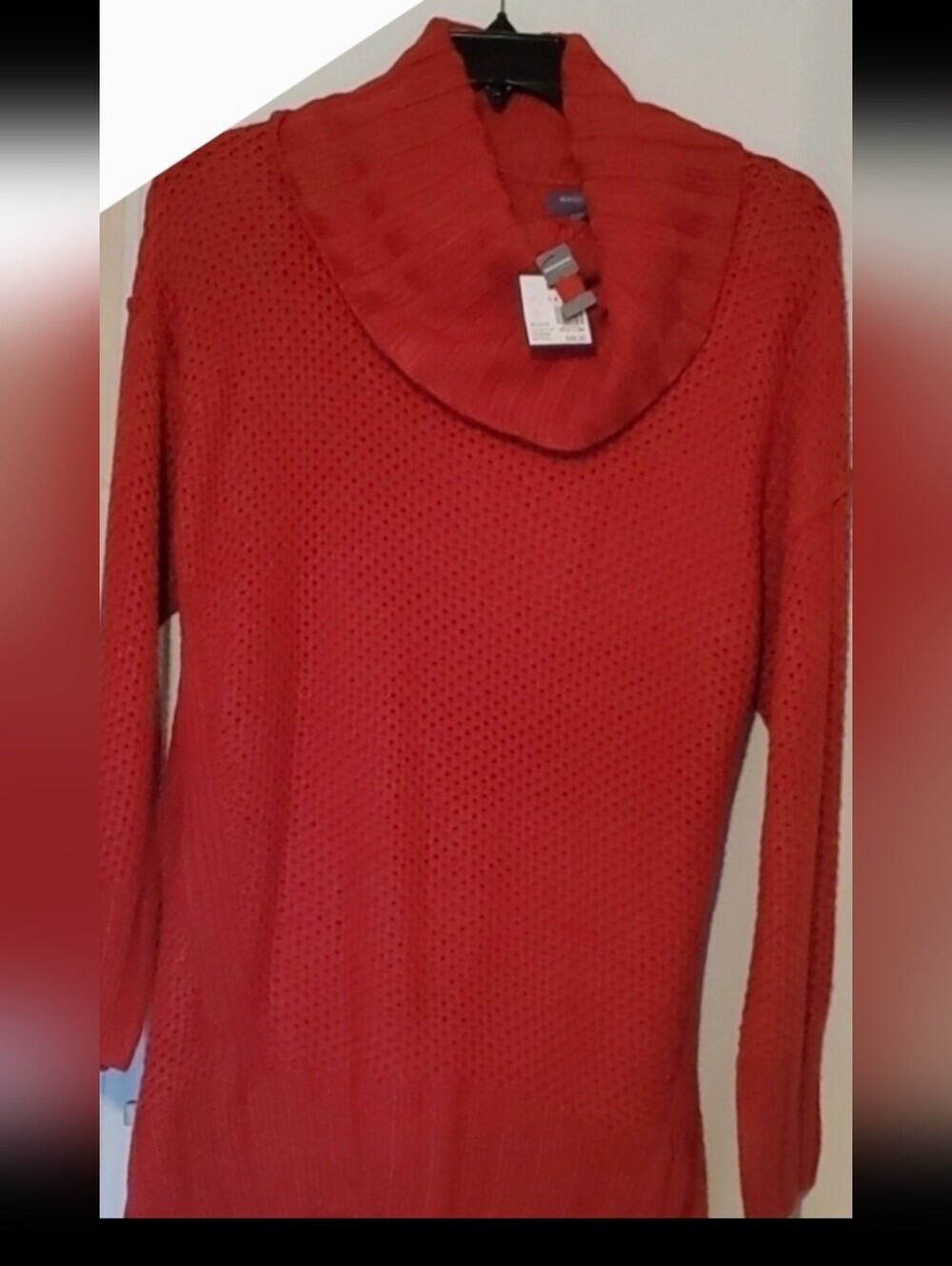 Madison Red Cowl Neck Open Knit Sweater Curvy